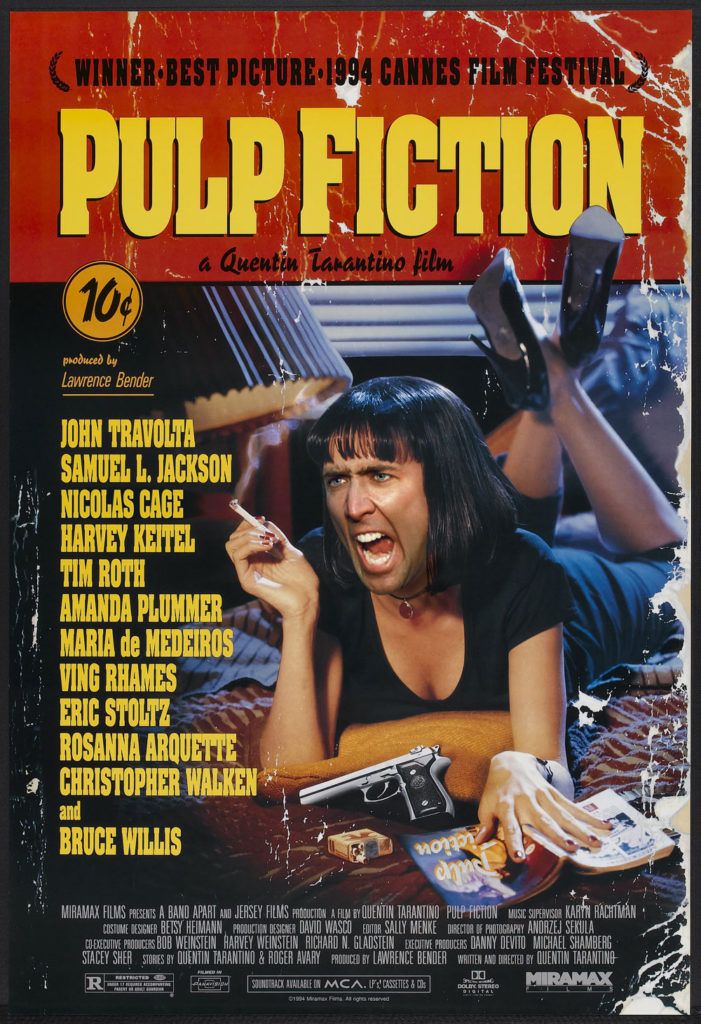 Nicolas Cage in Pulp Fiction as Mia Wallace