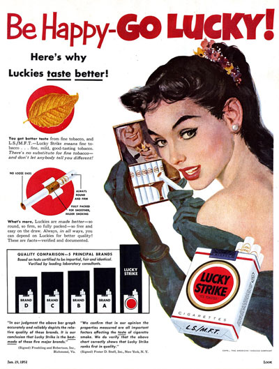 Lucky Strikes ad from the January 29, 1952 issue of Look magazine