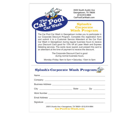 Car Pool Car Wash form designed by Dan Poore