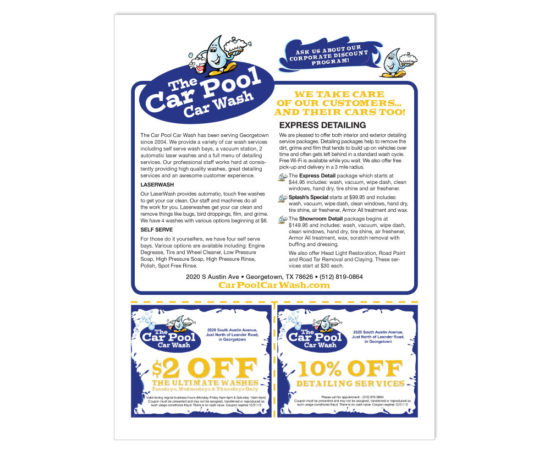 Car Pool Car Wash coupons designed by Dan Poore