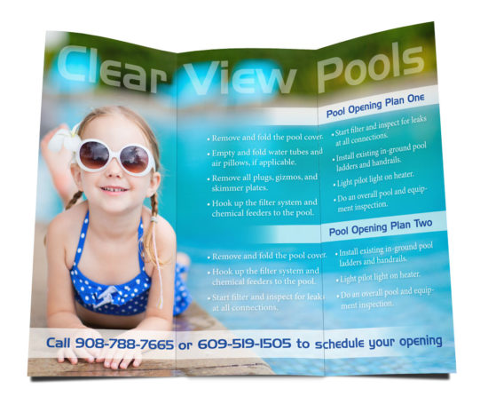 Clear View Pools brochure designed by Dan Poore