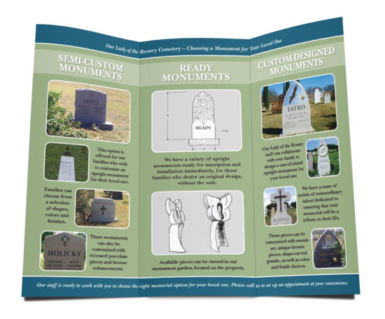 Our Lady of the Rosary monument brochure designed by Dan Poore