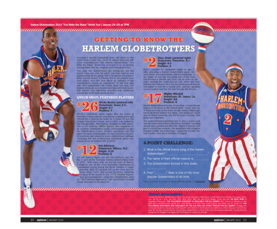 Harlem Globetrotters spread designed by Dan Poore